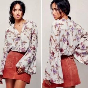 Free People Floral Button Down Shirt